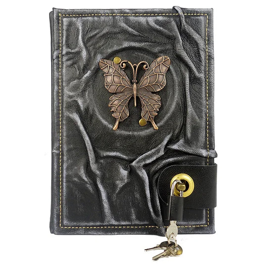 Fairy Butterfly Figured Locked Leather Journal
