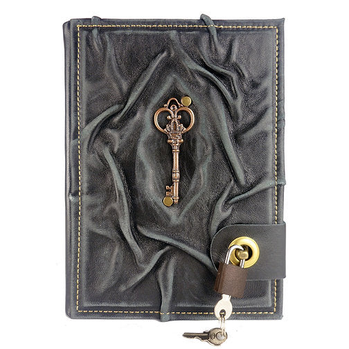 Antique Key Figured Locked Leather Journal